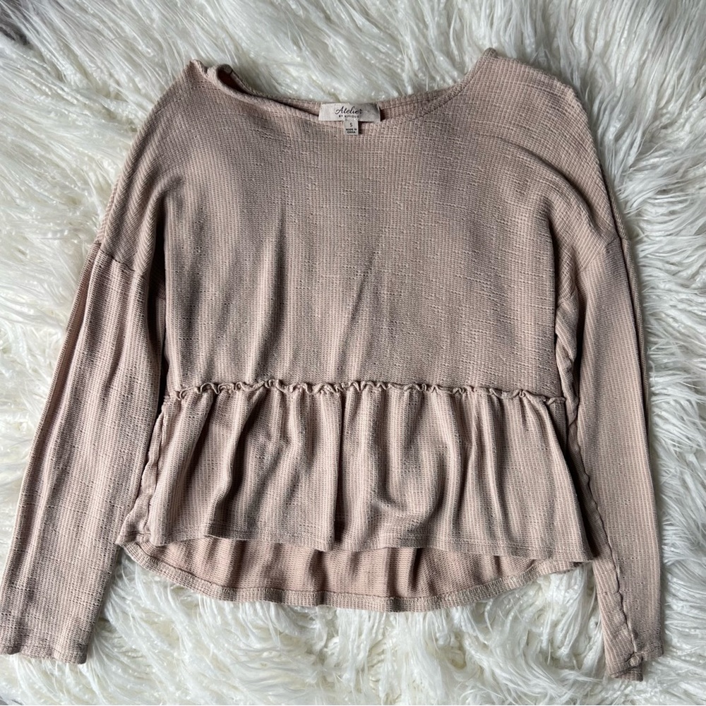 Long Sleeve Beige Blouse